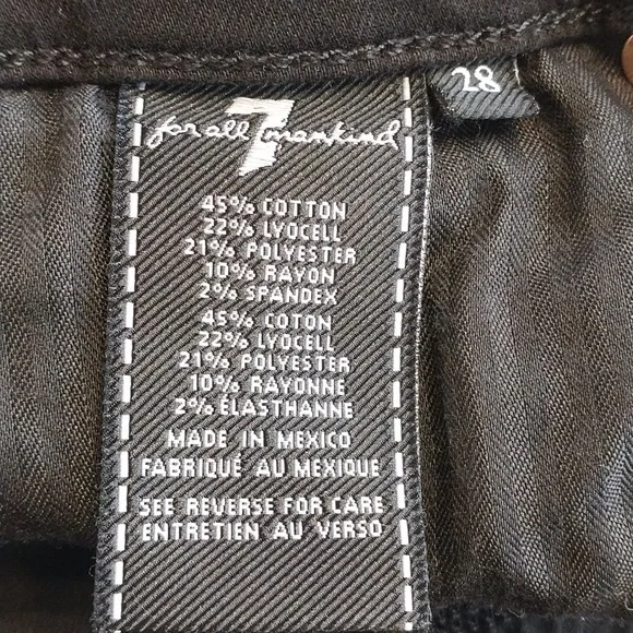 7 For All Mankind NWT Women's Size 28 Black Slim Trouser Flare Denim Jeans Pants - Picture 11 of 15